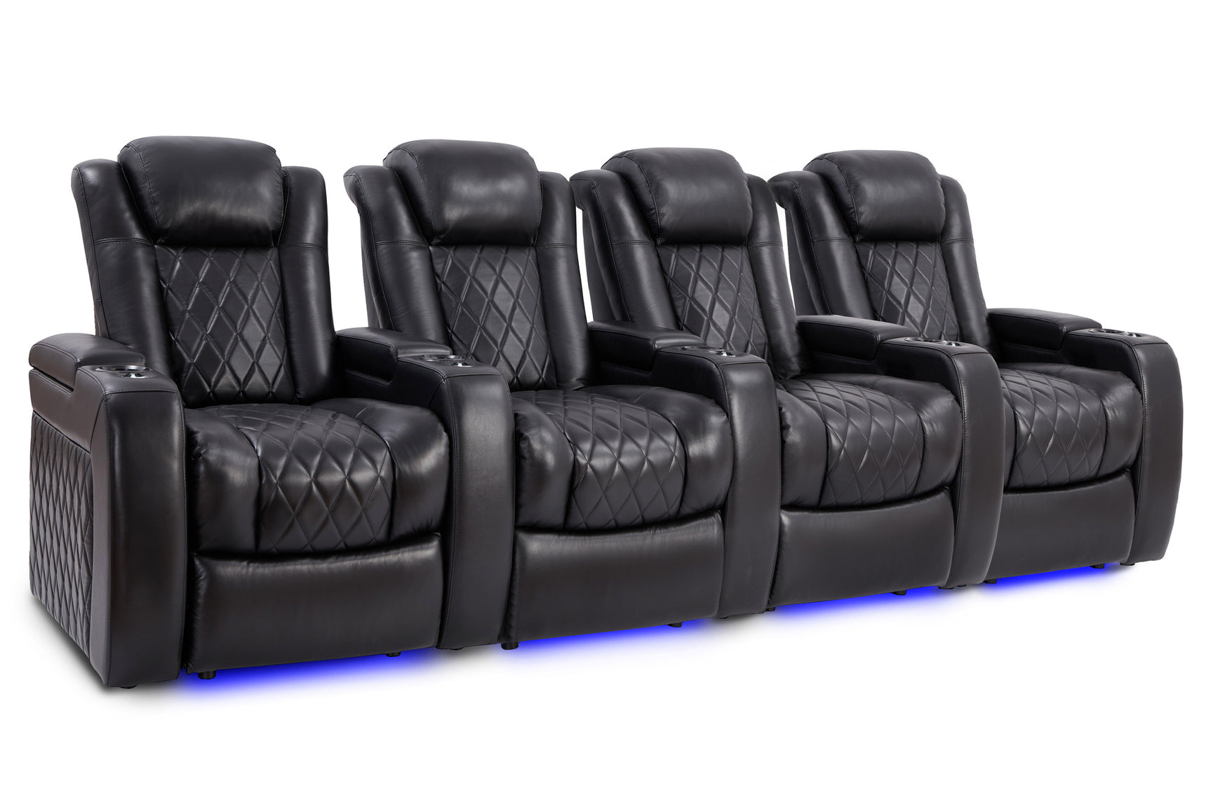 Valencia Tuscany Slim Home Theater Seating Row of 4 Midnight Black