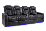 Valencia Tuscany Slim Home Theater Seating Row of 4 Loveseat Left Midnight Black