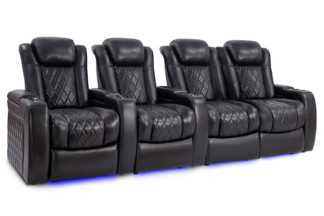Valencia Tuscany Slim Home Theater Seating Row of 4 Loveseat Right Midnight Black