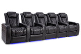 Valencia Tuscany Slim Home Theater Seating Row of 5 Midnight Black