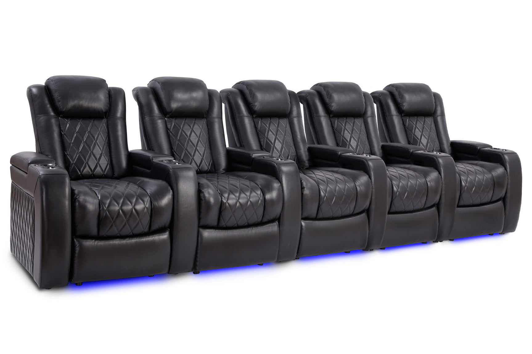 Valencia Tuscany Slim Home Theater Seating Row of 5 Midnight Black