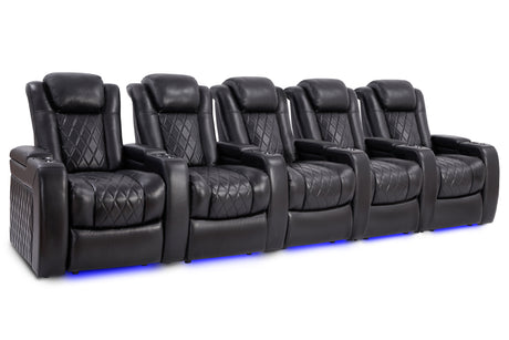 Valencia Tuscany Slim Home Theater Seating Row of 5 Midnight Black