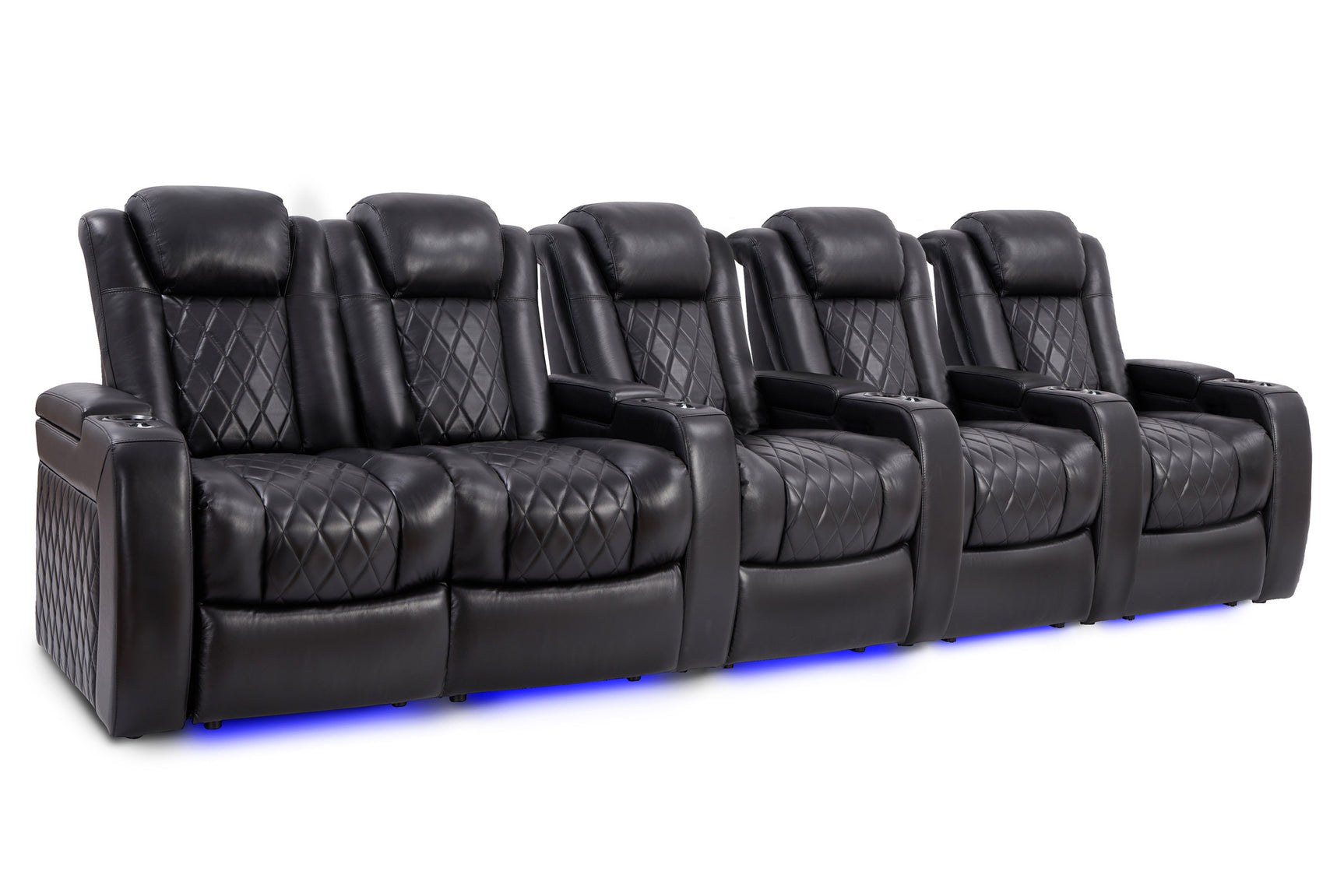 Valencia Tuscany Slim Home Theater Seating Row of 5 Loveseat Left Midnight Black