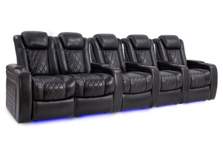 Valencia Tuscany Slim Home Theater Seating Row of 5 Loveseat Left Midnight Black