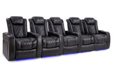 Valencia Tuscany Slim Home Theater Seating Row of 5 Loveseat Right Midnight Black