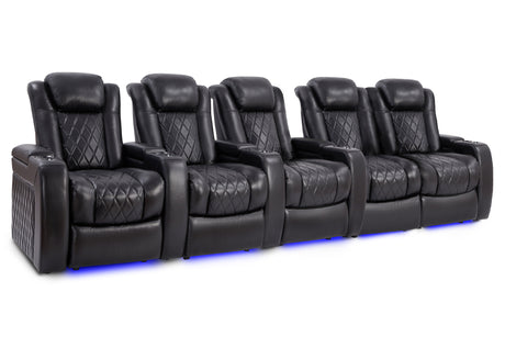 Valencia Tuscany Slim Home Theater Seating Row of 5 Loveseat Right Midnight Black