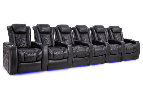 Valencia Tuscany Slim Home Theater Seating Row of 6 Midnight Black