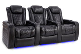 Valencia Tuscany Slim Home Theater Seating Row of 3 Midnight Black
