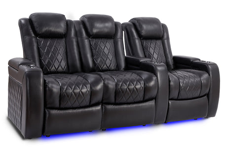 Valencia Tuscany Slim Home Theater Seating Row of 3 Loveseat Left Midnight Black