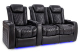 Valencia Tuscany Slim Home Theater Seating Row of 3 Loveseat Right Midnight Black