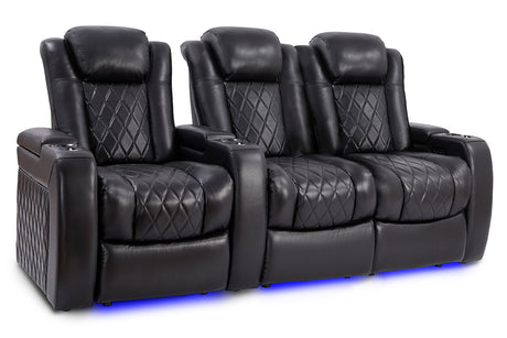 Valencia Tuscany Slim Home Theater Seating Row of 3 Loveseat Right Midnight Black