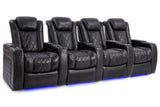 Valencia Tuscany Slim Home Theater Seating Row of 4 Midnight Black