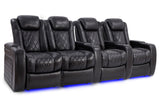 Valencia Tuscany Slim Home Theater Seating Row of 4 Loveseat Left Midnight Black