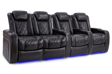 Valencia Tuscany Slim Home Theater Seating Row of 4 Loveseat Left Midnight Black