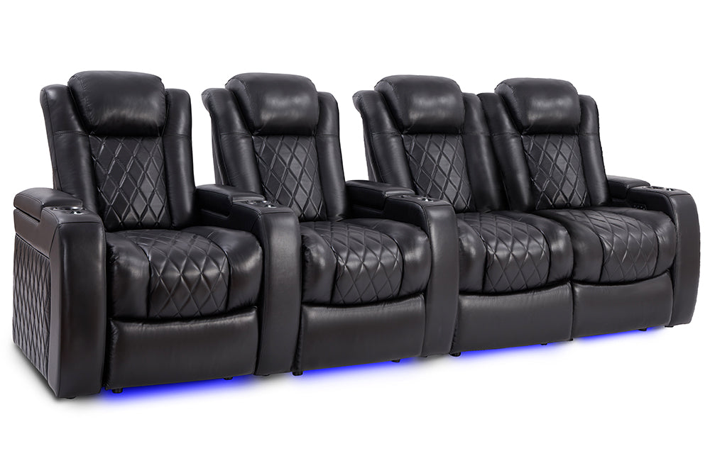 Valencia Tuscany Slim Home Theater Seating Row of 4 Loveseat Right Midnight Black