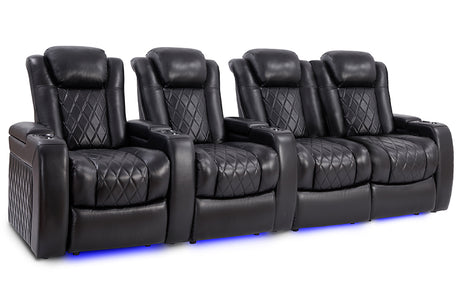 Valencia Tuscany Slim Home Theater Seating Row of 4 Loveseat Right Midnight Black