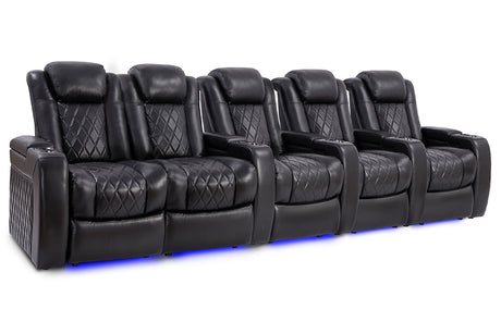 Valencia Tuscany Slim Home Theater Seating Row of 5 Loveseat Left Midnight Black