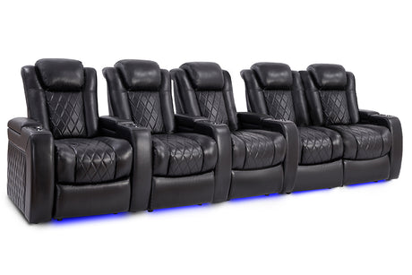 Valencia Tuscany Slim Home Theater Seating Row of 5 Loveseat Right Midnight Black