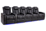 Valencia Tuscany Slim Home Theater Seating Row of 5 Midnight Black