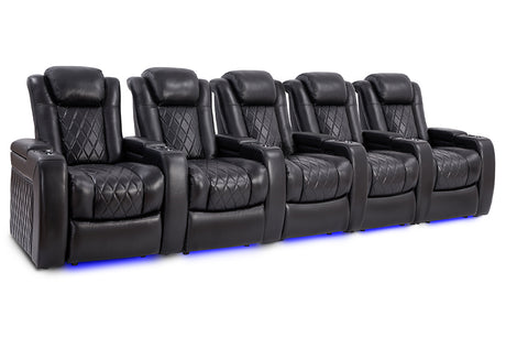 Valencia Tuscany Slim Home Theater Seating Row of 5 Midnight Black