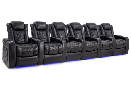 Valencia Tuscany Slim Home Theater Seating Row of 6 Midnight Black