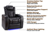Valencia Tuscany Slim Home Theater Seating Row of 3 Loveseat Right Midnight Black