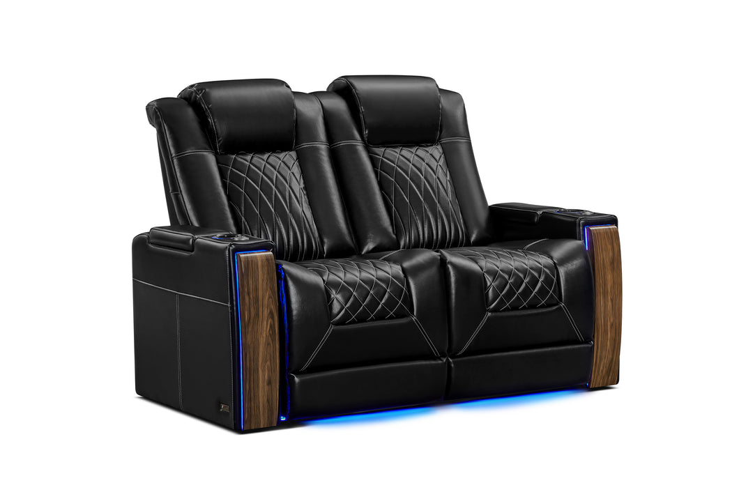 Valencia Tuscany Executive Heat & Massage Row of 2 Loveseat Black