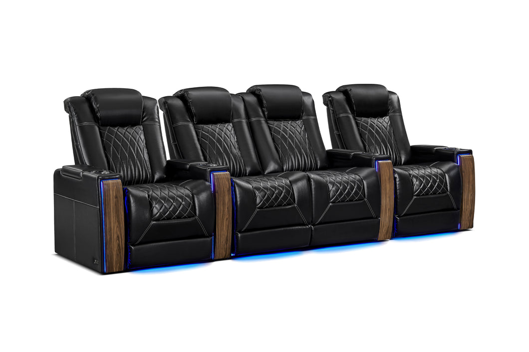 Valencia Tuscany Executive Heat & Massage Row of 4 Loveseat Center Black