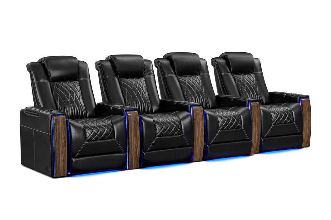 Valencia Tuscany Executive Heat & Massage Row of 4 Black