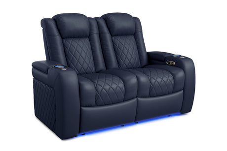 Valencia Tuscany Home Cinema Seating Row of 2 Loveseat Navy Blue