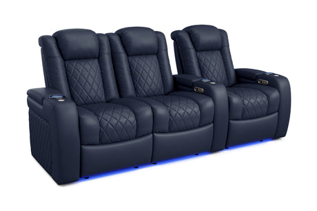 Valencia Tuscany Home Cinema Seating Row of 3 Loveseat Left Navy Blue