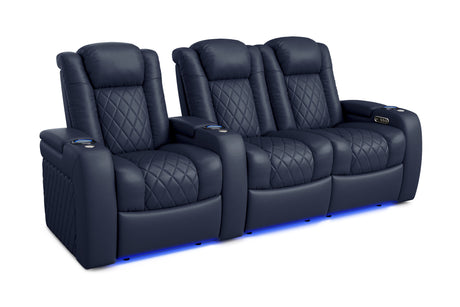 Valencia Tuscany Home Cinema Seating Row of 3 Loveseat Right Navy Blue