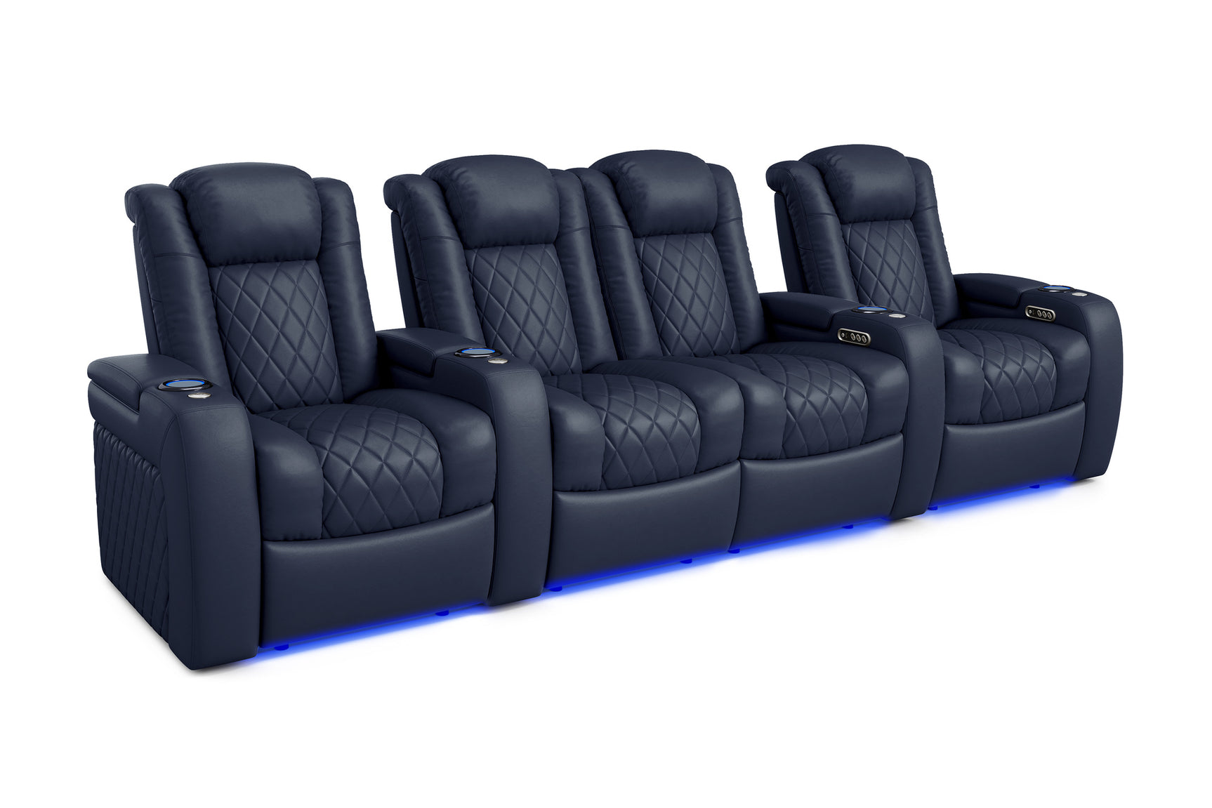 Valencia Tuscany Home Cinema Seating Row of 4 Loveseat Center Navy Blue