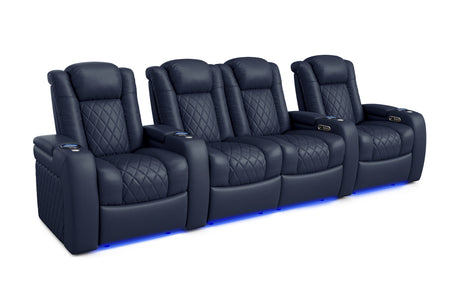 Valencia Tuscany Home Cinema Seating Row of 4 Loveseat Center Navy Blue