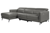 Valencia Andria Modern Left Hand Facing Top Grain Leather Reclining Sectional, Grey