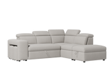 Valencia Finn Fabric Sectional Sofa Bed with Right Hand Storage, Light Grey Color