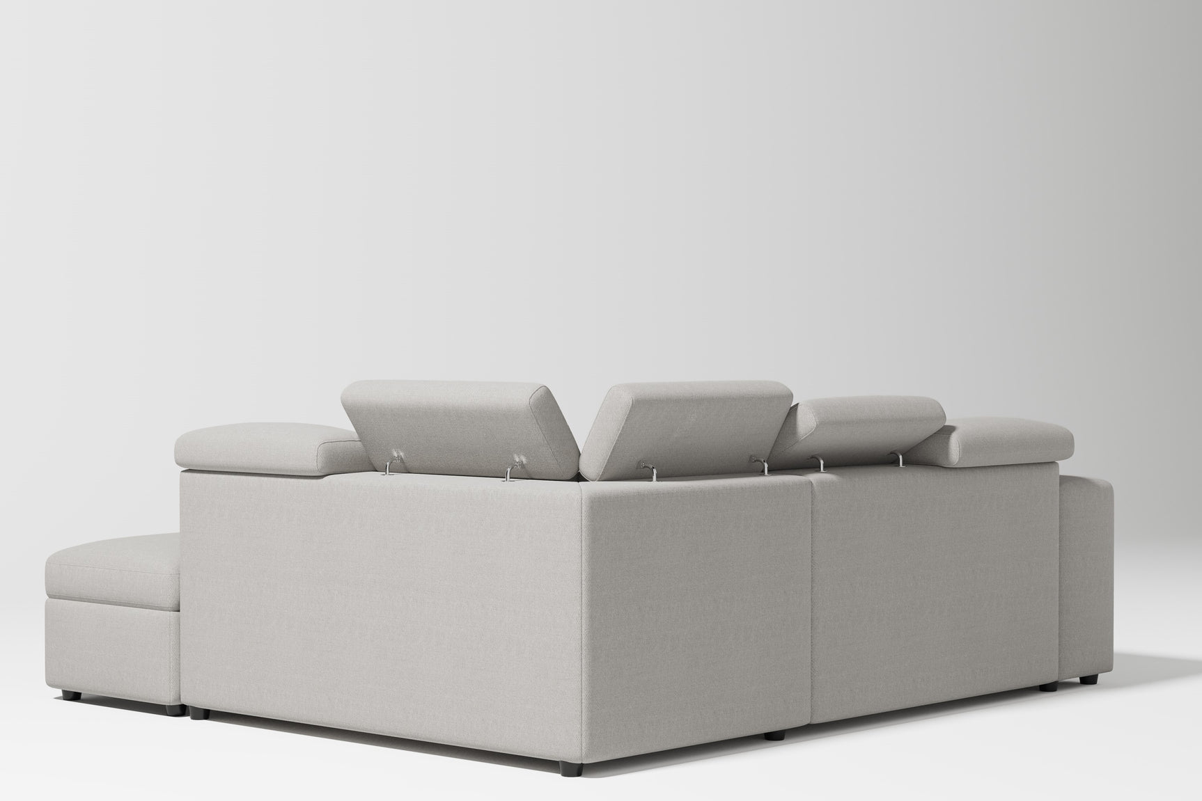 Valencia Finn Fabric Sectional Sofa Bed with Right Hand Storage, Light Grey Color