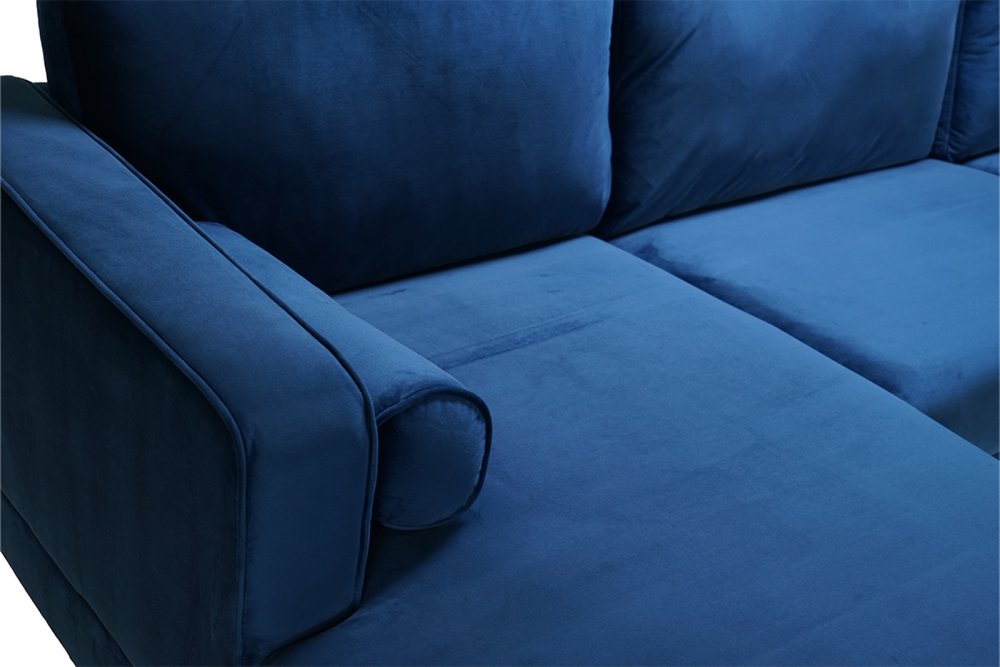 Valencia Helio Fabric U Shape Sofa, Blue Color