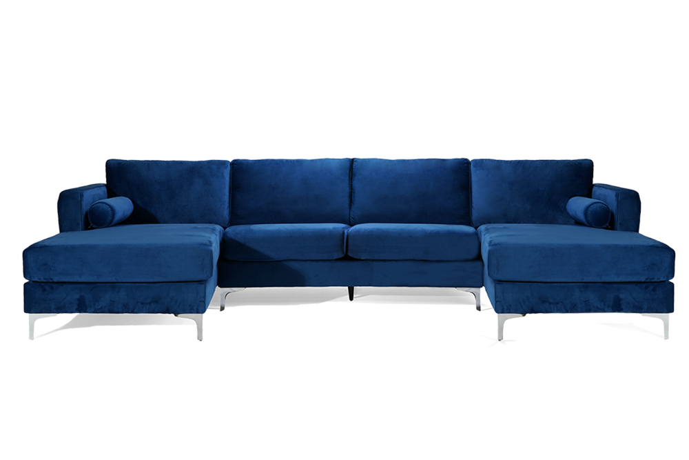 Fabric blue sectional deals sofa