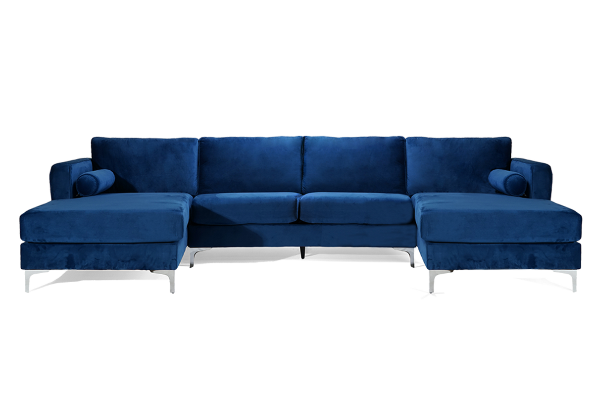 Helio Velour Fabric Sectional Sofa