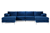 Helio Velour Fabric Sectional Sofa