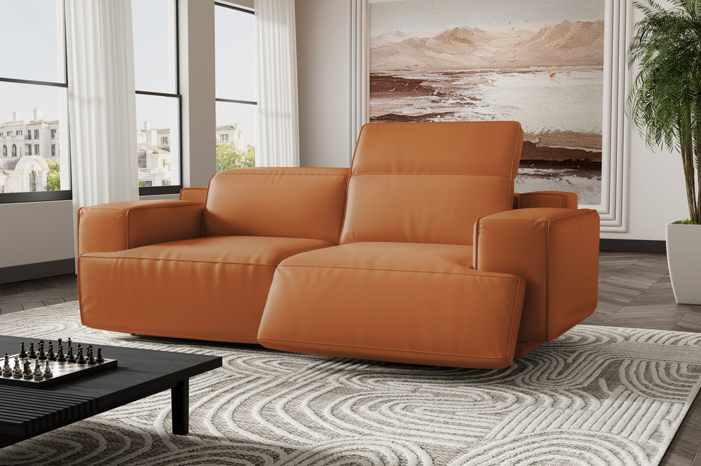 Valencia Valentina Leather Loveseat Recliner Sofa, Cognac