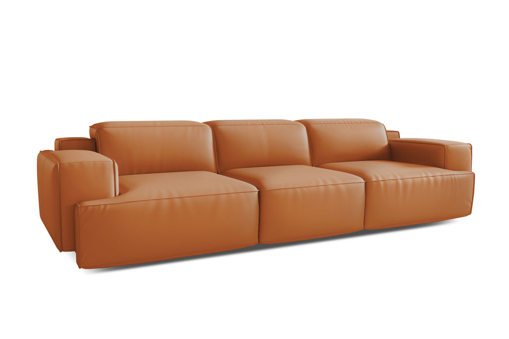 Valencia Valentina Leather Three Seats Recliner Sofa, Cognac