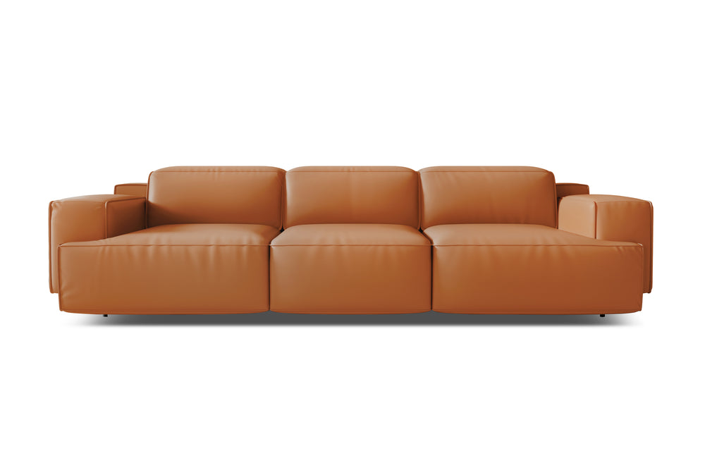 Valencia Valentina Leather Three Seats Recliner Sofa, Cognac