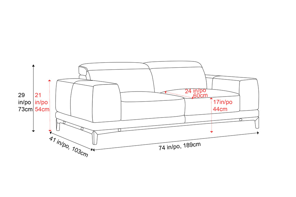 Valencia Valletta Top Grain Leather Loveseat Sofa, Grey