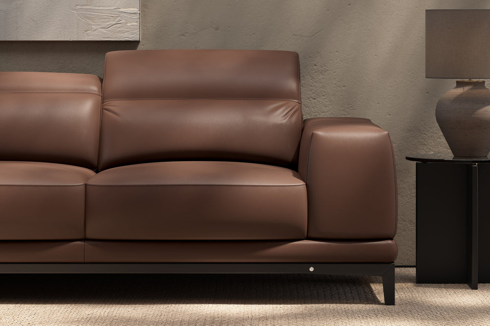 Valletta Sectional Leather Sofa, L-Shape & Left Chaise, Dark Brown