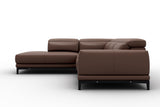 Valletta Sectional Leather Sofa, L-Shape & Left Chaise, Dark Brown