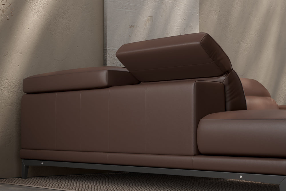 Valletta Sectional Leather Sofa with Left Open End, Dark Brown