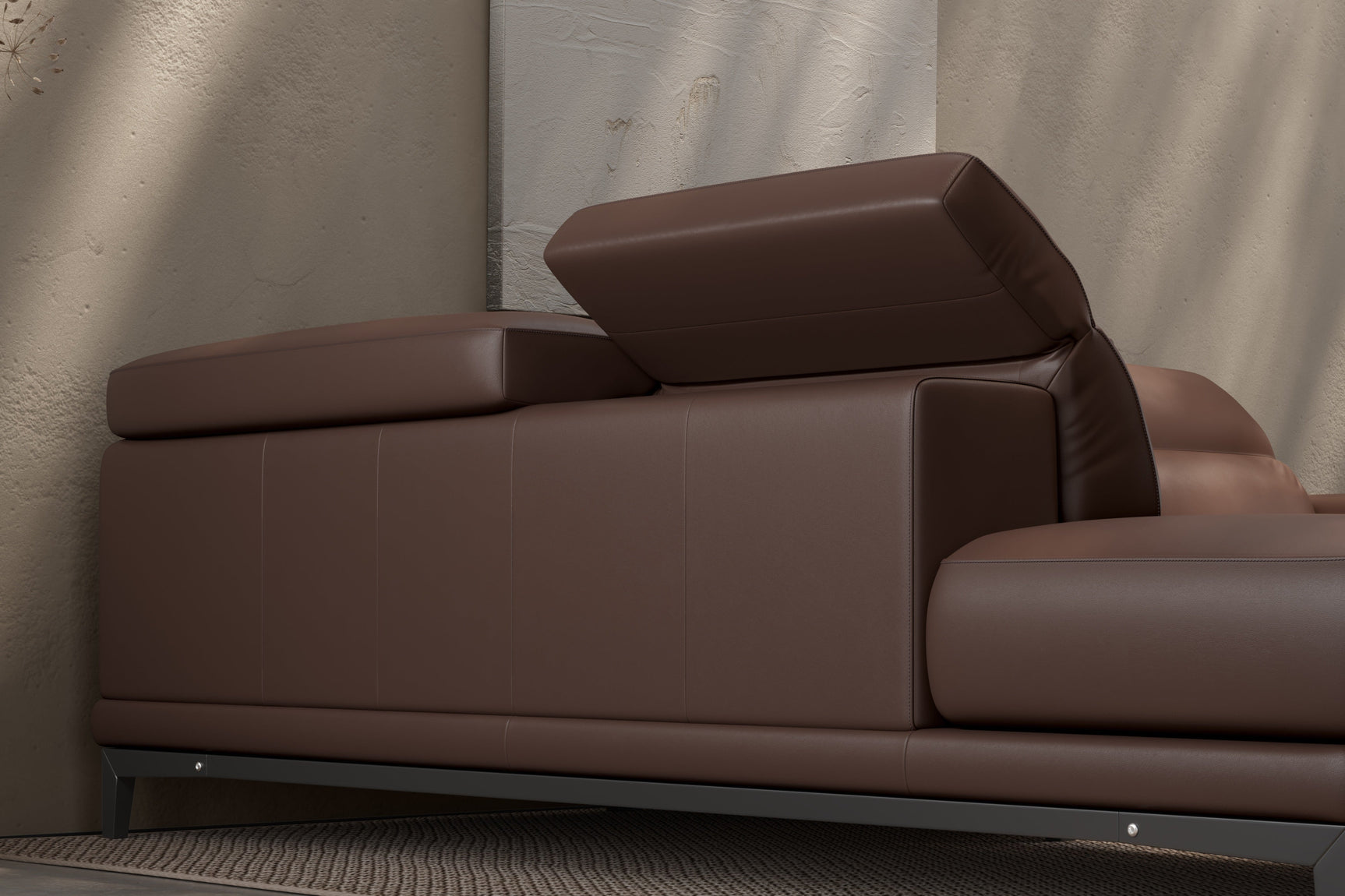 Valletta Sectional Leather Sofa, L-Shape & Left Chaise, Dark Brown