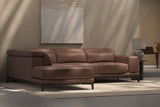 Valletta Sectional Leather Sofa, L-Shape & Left Chaise, Dark Brown